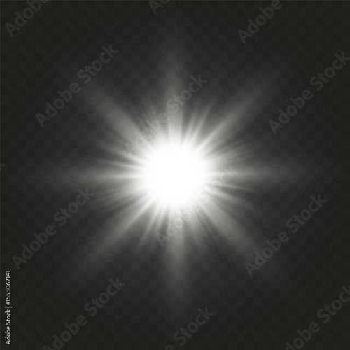 Realistic Sun Light Rays Effect on Transparent Background