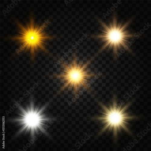 Realistic Sun Light Rays Effect on Transparent Background