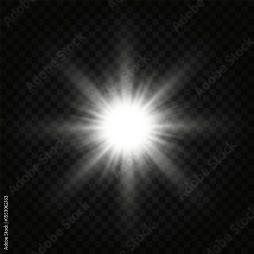 Realistic Sun Light Rays Effect on Transparent Background