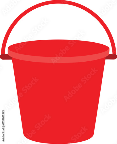 Red Plastic Bucket with Handle Perfect for Sandcastles, Cleaning, and More