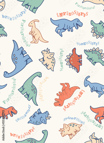 Cute Dinosaur Pattern Seamless Design