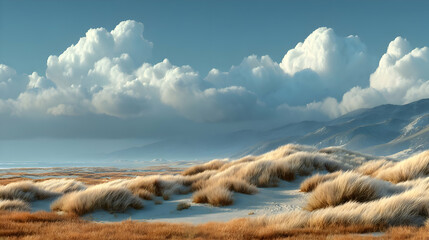Stickers Plage et Mer Serene Coastal Dunescape Under a Majestic Sky  © Rons