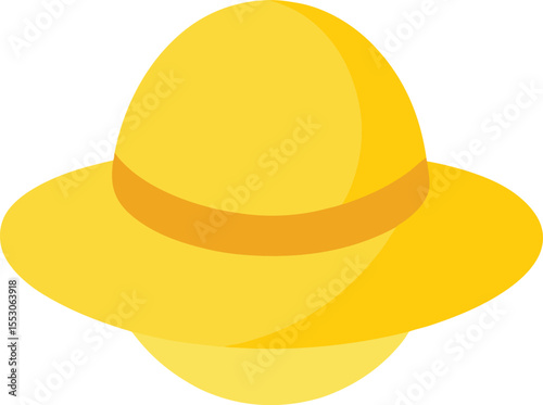 Summer Sun Protection Wide Brim Yellow Hat Illustration