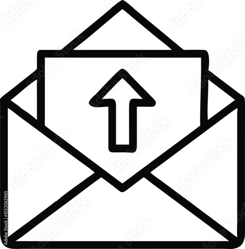 Clean outline vector icon of an open envelope with a letter inside