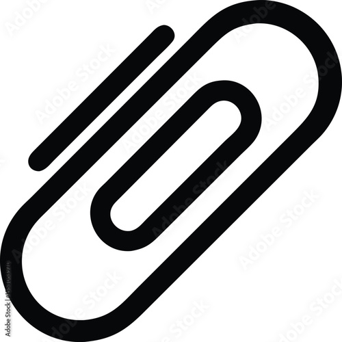 Simple outline vector icon of a classic metal paperclip for office supplies and organization