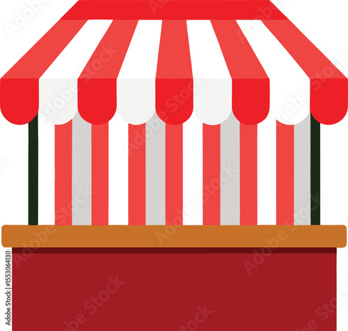Vibrant Red and White Striped Market Stall Design Perfect for Festivals and Events