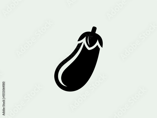 Elegant eggplant silhouette vector logo with subtle shine for gourmet food packaging