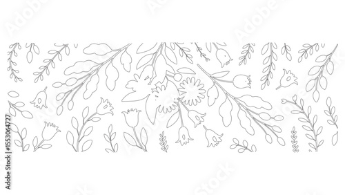 Botanical Seamless Pattern with Flowers and Branches