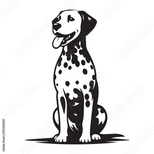 Dalmatian dog black silhouette vector with white background