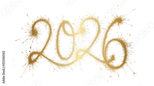 Golden Sparkler Text 2026 Happy New Year Concept