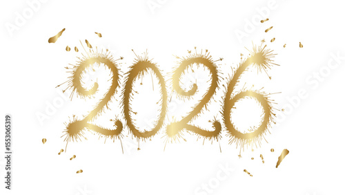 Festive 2026 Golden Sparkler Numbers Illustration