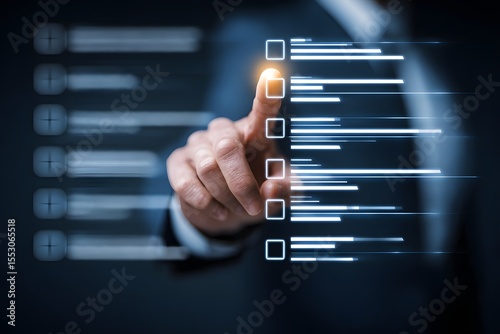 Digital Checklist Selection with Glowing Touch.
