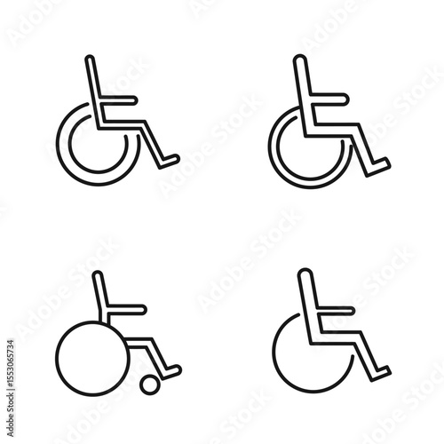 Wheelchair Handicap Icon set Vector Illustration - Vector