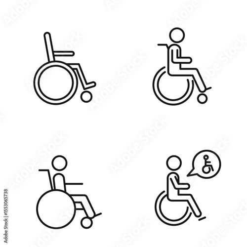 Wheelchair Handicap Icon set Vector Illustration - Vector