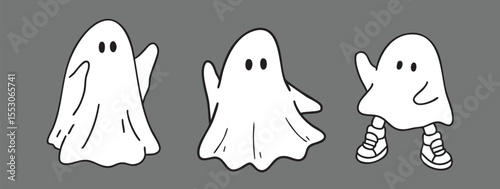 Cartoon, element, ghost in a cloak, autumn, Halloween, illustration, cute picture, hand-painted