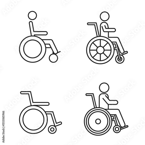 Wheelchair Handicap Icon set Vector Illustration - Vector