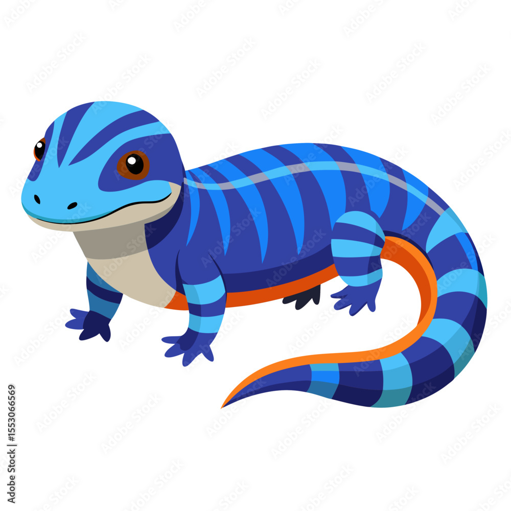 Fototapeta premium Vector Illustration of Tanimbar Skink – Blue-Tongue Lizard with Striking Silver Markings