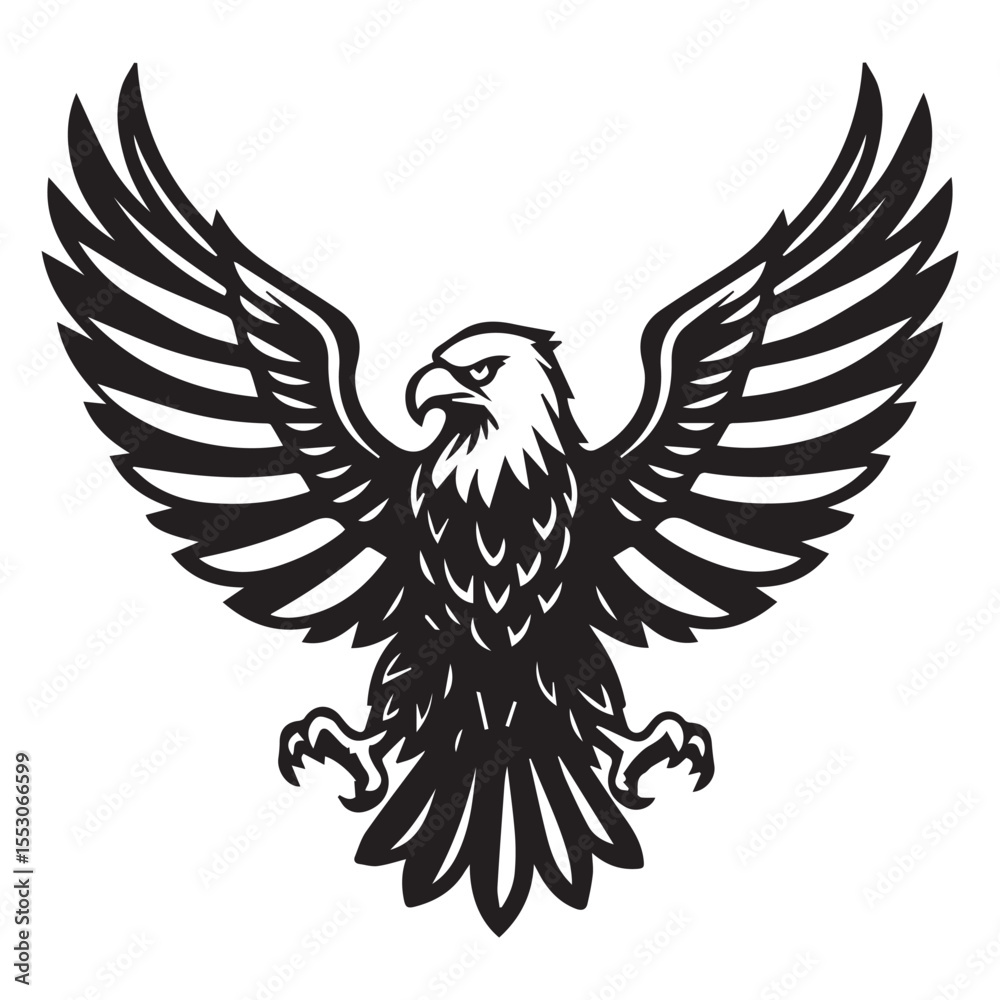 Fototapeta premium American eagle black silhouette vector, Simple silhouette Design vector icon with white background