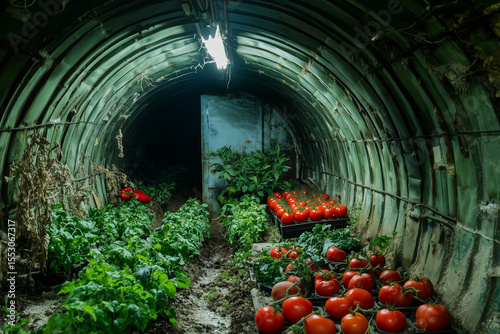 Vegetable garden inside anti radiation concrete bombshelter 