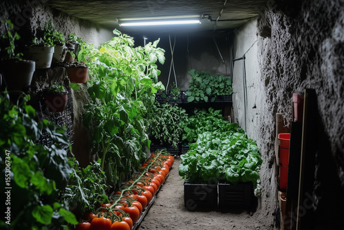 Vegetable garden inside anti radiation concrete bombshelter 