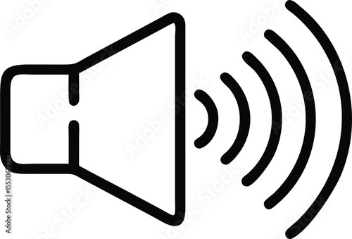Modern speaker icon with stylized sound waves and audio signal
