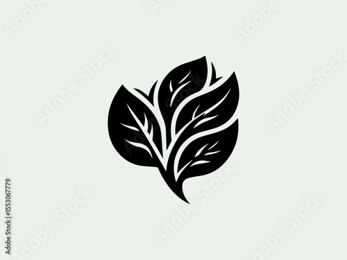 Geometric abstract spinach vector logo with symmetrical leaf patterns for food startups