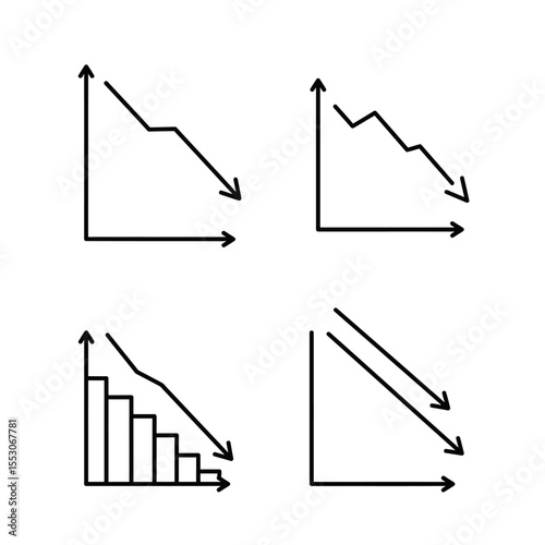 Going down stock icon on white background. Bankruptcy, financial market crash icon for your web site design, logo, app, UI. graph chart downtrend symbol. Chart going down sign. 