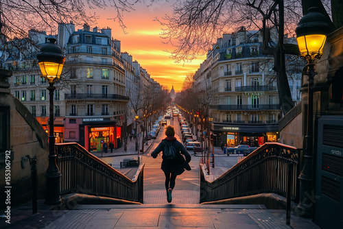 Person running in urban area because of lack of punctuality 