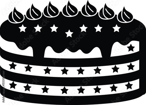Independence Day of USA Celebration, Festive Cake Illustration, Graphic Design, Patriotic Theme, Festive Atmosphere