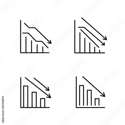Going down stock icon on white background. Bankruptcy, financial market crash icon for your web site design, logo, app, UI. graph chart downtrend symbol. Chart going down sign. 