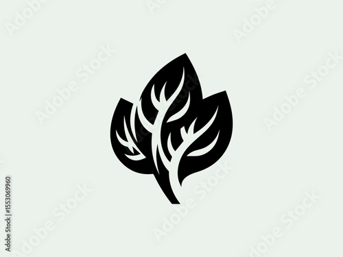 Geometric abstract spinach vector logo with symmetrical leaf patterns for food startups