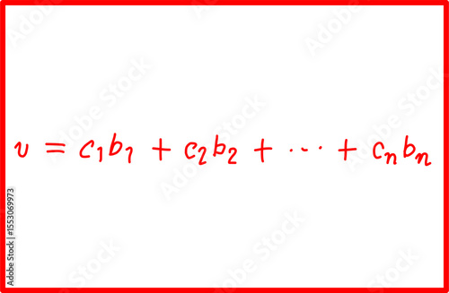 mathematical formula of vector coordinates with respect to basis, linear algebra of vector space