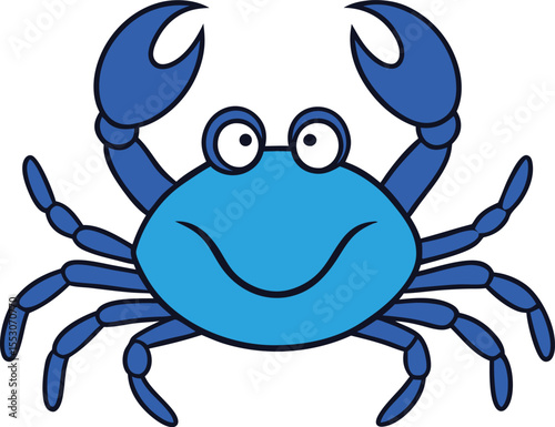 Cheerful Blue Crab Cartoon Illustration A Fun Aquatic Creature Design