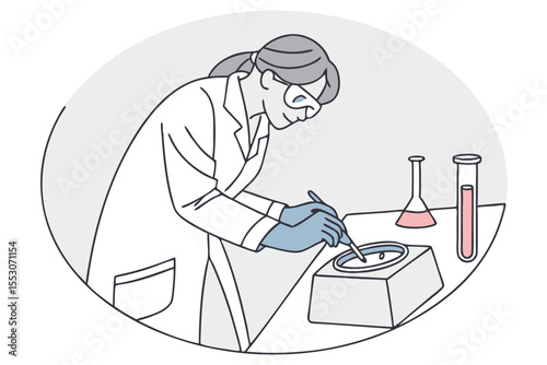 Close up of a chemist using a centrifuge in lab