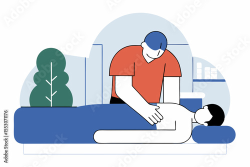 Physiotherapist giving back massage to a patient in the clinic
