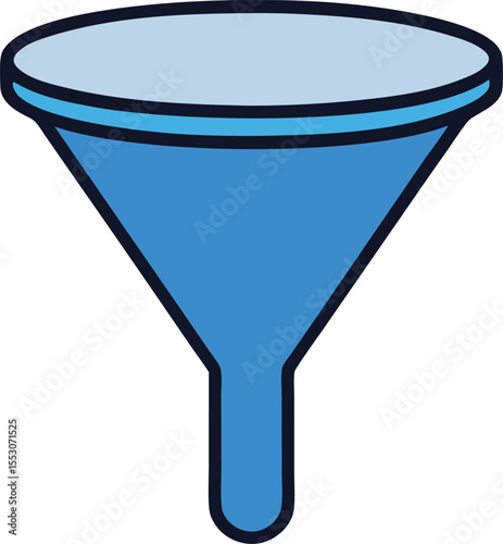 Blue Funnel Illustration A Simple Vector Graphic of a Filtering Funnel