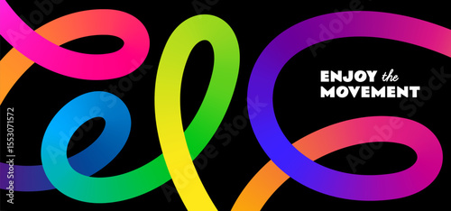 Abstract Background with Color Gradient Lines. Wave Shape Rainbow Ribbon Pattern. 3D Vector Colorful Lines Graphic Design.