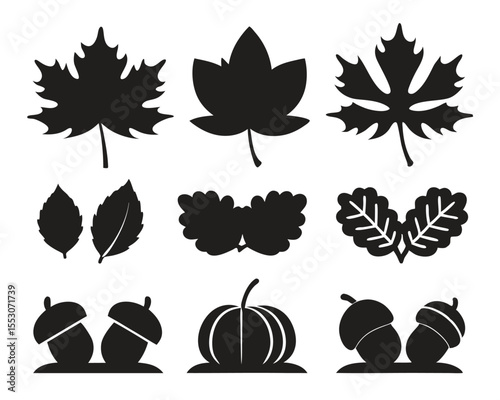 A seamless vector pattern illustrating a set of autumn leaves, fruits, and pumpkins, perfect for fall season decoration or wallpaper
