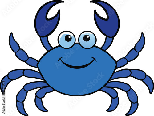 Adorable Blue Crab Cartoon Illustration Fun, Playful, and Joyful Ocean Creature Design