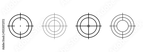 Gun sight crosshairs. Crosshair set. Isolated symbol. Isolated transparent PNG.