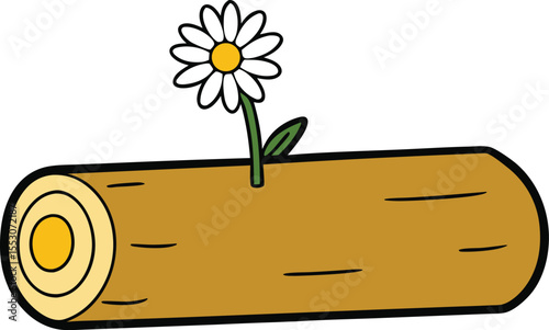 Daisy Flower Blooming from a Log Nature's Resilience and Beauty