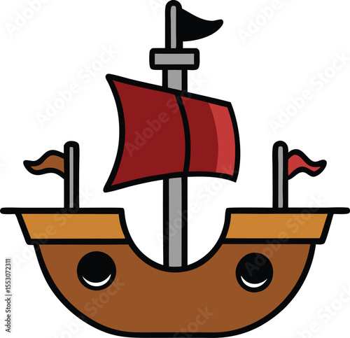 Adventure Awaits A Charming Cartoon Ship Illustration