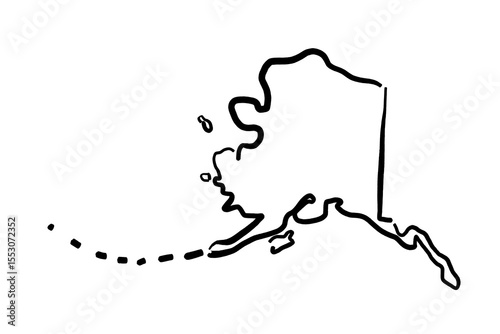 Alaska simple logo. State map outline - smooth simplified US state shape map. Isolated transparent PNG.