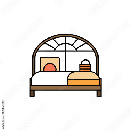 Chic Bedroom Interior Featuring Rattan Bedframe and Soft Minimalist Decor Style