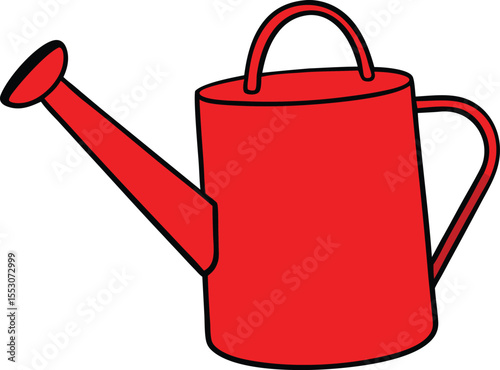 Red Metal Watering Can Gardening Tool for Lush Plants