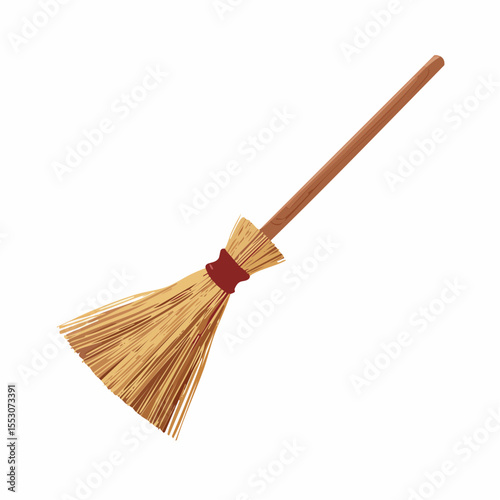 Minimalist Vector Illustration of a Traditional Broom