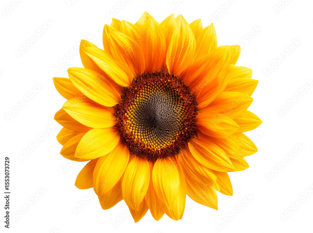 Fototapeta premium Vibrant sunflower blossom isolated on black background, Isolated On Transparent Background