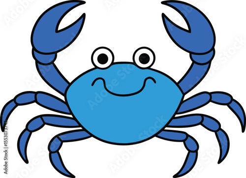 Adorable Blue Crab Cartoon Illustration Perfect for Kids' Books and Designs