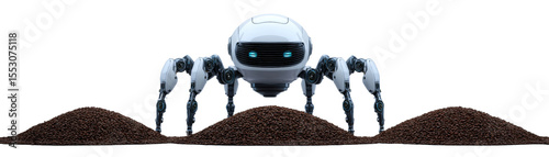 Robotic harvesting action agricultural field digital art futuristic environment close-up viewpoint innovation concept