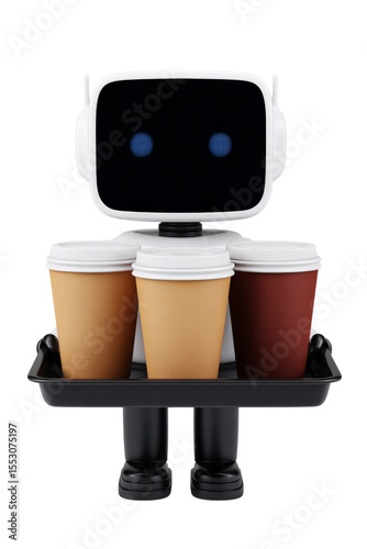 Robot delivers coffee office breakroom product photography modern environment close-up automation in daily life